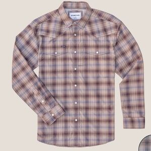 Men's Poncho Western Long Sleeve Pearl Snap Shirt- XL, please see description